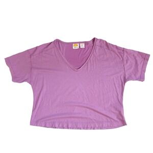 C&C California Purple V Neck Hi Low Cropped T Shirt Women's Size Medium